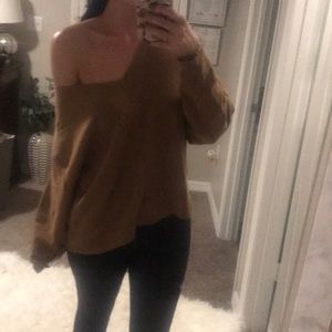 Camel V-Neck Sweater